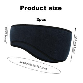 GWAWG Winter Headband Ear Warmer - 2 Pack Warm Cozy Fleece Stretchy Ear Muff with Full Cover for Outdoor Sports, Running, Hiking, Cycling, Tennis, Jogging (Blue)