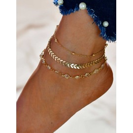 Anklet Bracelets for Women Gold Anklets for Women Summer Beach Anklet for Women Layered Anklets for Teen Girls (A)