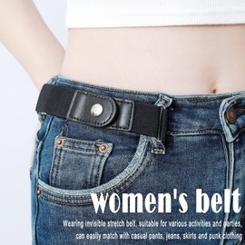 No Buckle Belt Men's Mens Women's Womens Elastic Stretch Invisible Free Belts for Women Men Jeans, 2 Pairs Black & Brown