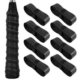 flintronic Racquet Grip, 8 Pack Super Absorbent Badminton Racket Grip, PU Anti Slip Racquet Grip Quick-Dry Tennis Racket Grip Tape, Handle Grip Tape for Tennis and Badminton - Black