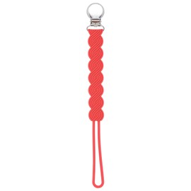 Three Little Tots All Silicone Modern, Short and Safety Tested Pacifier Clip (Red, Waverly)