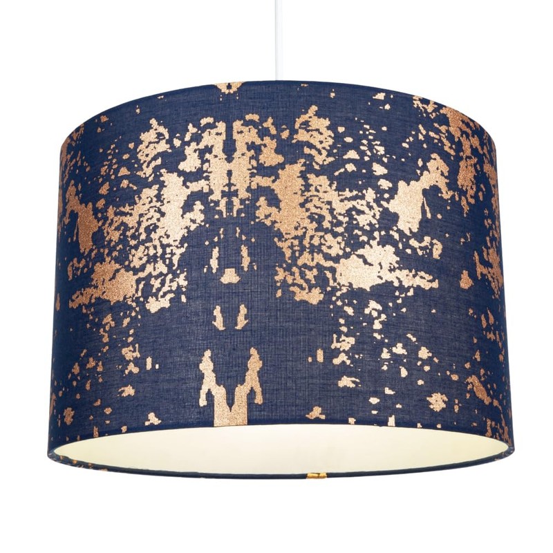 Modern and Unique Navy Midnight Blue Cotton Fabric Lamp Shade