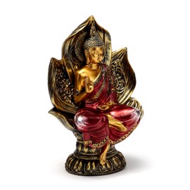 Puckator Buddha Thailandese Seduto - Oro e Rosso - Fiore di Loto