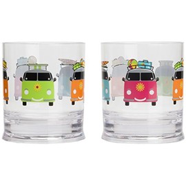 Flamefield CAM693A Camper Smiles Short Tumbler Glasses (Pack of 2)