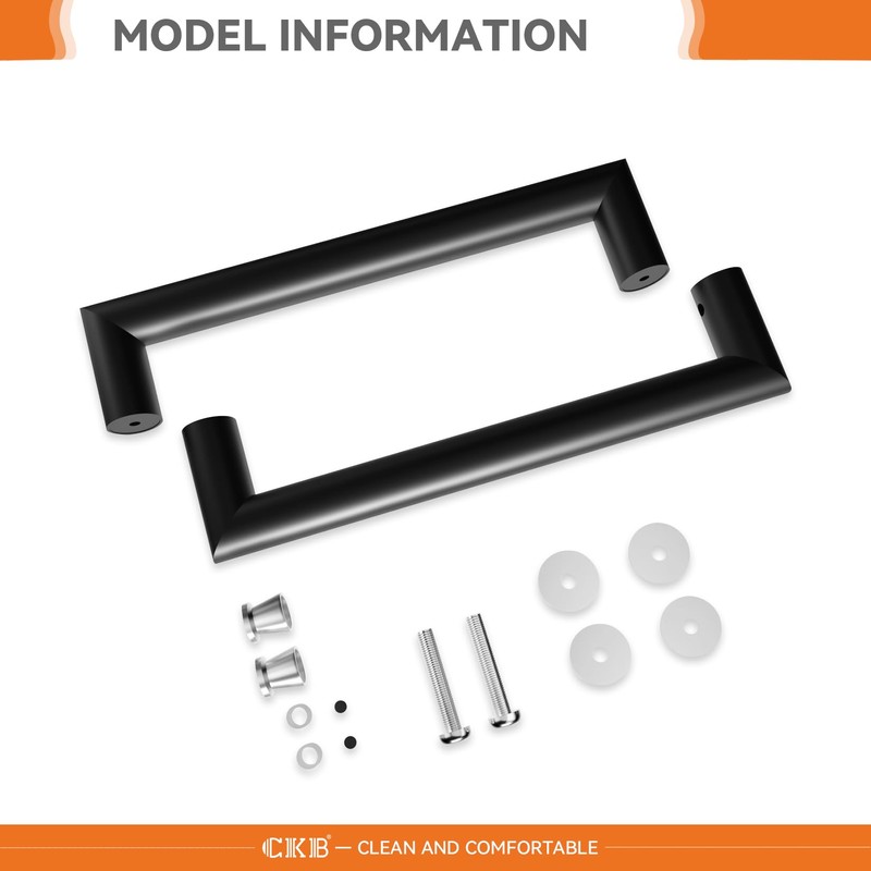 CKB 8" Shower Door Handle, Stainless Steel Shower Door Pull