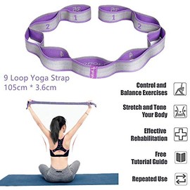 STAYOUNG Banda de Resistencia, Banda Deportiva para Fisioterapia, Yoga, rehabilitación y Ejercicio en casa, Lavable, Alta Elasticidad, Violeta, 1,1 Metros