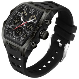 Wrist Watch Men Digital Analog Watch Face Clock 3 Time Zone Display Multifunction Countdown Stopwatch Alarm Alarm Alarm Watch Time Signal Waterproof Pilot Style Sport Watch Running Luminous LED Watch