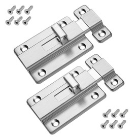 Door Bolts, 2 Pieces Stainless Steel Latch Sliding Door Lock, Surface Mounted Slide Bolt for All Types of Internal Doors
