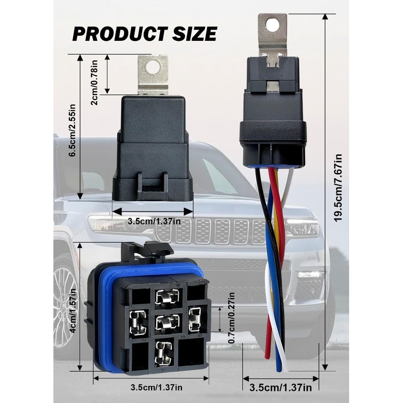 2 Pack Waterproof Relays and Harness Kit 40A 14V DC,