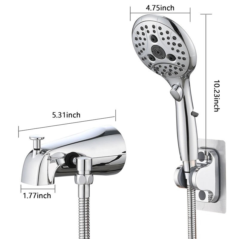 PROOX All Metal Tub Spout with Diverter, 6 Settings Hand