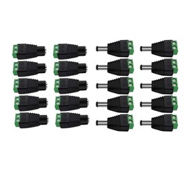 UPEYXDQR 10 Pairs 12V Male+Female 2.1x5.5MM DC Power Jack Plug Adapter Barrel Connector for CCTV Security Camera Led Strip