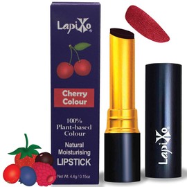 LAPIXO 100% Plant-based Color Lipstick, Unique Formula, Natural + Moisturizing | Non-Toxic, Antioxidant-rich, All Food Ingredients, Natural Matte Vibrant Color, 4.4g/0.15oz (Cherry color)
