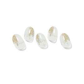 Semi Cured Gel Nail Strips, 20pcs Glitter Drawing Gel Nail Stickers UV for Home Nails DIY