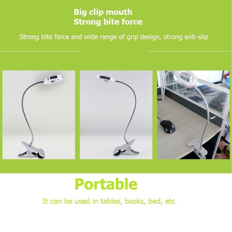 ANGGREK LED Lamp Clip On Desk Light 2.5X Times Magnifier