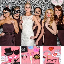 Photo Props Fancy Dress 31 Pieces Funny Photo Booth Props Moustache Lips Glasses Tie Hats Photo Booth Props for Wedding Birthday Garden Party