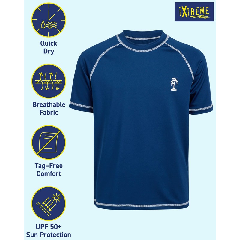 iXtreme Boys' Big Palm Tree Rash Guard, Size 7, Navy