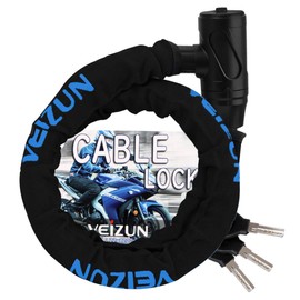 VEIZUN Motorcycle Lock Chain Wire Bicycle Steel Tire Lock φ(Diameter) 22mm×1200mm Theft Prevention Versatile Sturdy Extra Thick Black