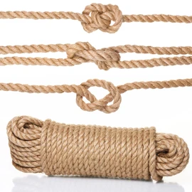 Naler Cuerda de cáñamo 25 m 6 mm, 100% Yute Natural, 4 Capas de Cuerda Gruesa para Barcos, Barras de arañar de Animales, Manualidades, Embalaje de Regalo, jardinería y floristería