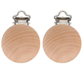 Anemeeoke 50PCS Natural Beech Wood Pacifier Suspender Clips, for Teething Grasping Toy, Charm DIY Pacifier Clips Holder Accessories