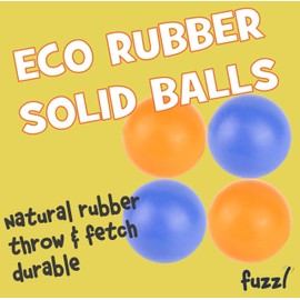 Fuzzl Eco Solid Rubber Ball 4pk - Dog Balls Long Lasting Dog Chew Toys for Aggressive Chewers Strong Dog Toy for Dogs Durable Puppy Toys