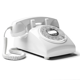 Opis 60s Cable: Rotary Phone/Vintage Phone/Retro Phone/Old Phone/Landline Phone Retro/Vintage Telephone/Rotary Analog Phone/Old School Phone/White Rotary Phone Vintage
