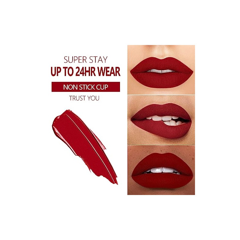 MAKI YIKA- Lápiz labial rojo para mujer, color duradero, sin
