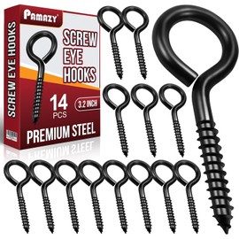 14PCS Black Screw Eyes - 3.2 Inch Heavy Duty Eye Bolts, Cable & Wire Securer - Hammock Stand, Indoor & Outdoor Use