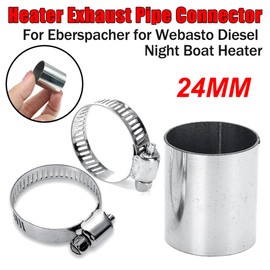 1 Set Heater Exhaust Pipe Connector Air Diesel Parking Heater，24mm Stainless Steel Gas Vent Hose With Clamps For Webasto Diesel Heater
