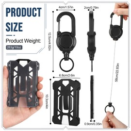 Geyoga 12 Pack Badge Holder Retractable Clip Heavy Duty Carabiner Clip Keychain Badge Reel, Tactical ID Cards Holder, 23' Retractable, 4 Card Capacity