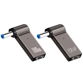 HUNSOOL 2PCS USB C to DC 4.5x3.0mm PD Trigger Female Laptop Power Charging Adapter 5A 100W Barrel Jack Plug Converter for HP Laptop Notebook