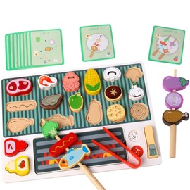 Montessori Toy, Educational Toys, For Toddlers, Pretend Play Toy, Barbecue Puzzle, Shape Matching, Stick Through, String Thread, Clip On, Fingertip Training, Early Development, Shape Recognition