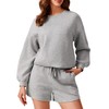 PINSPARK 2 Piece Short Sets for Women Long Sleeve Sweatshirt