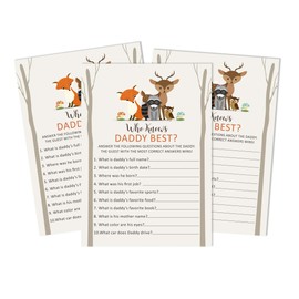 Inkdotpot Gender Neutral Who Knows Daddy Best Baby Shower Game Cards-Fun Activity Cards Set Of 50 Jungle Animals Party Theme