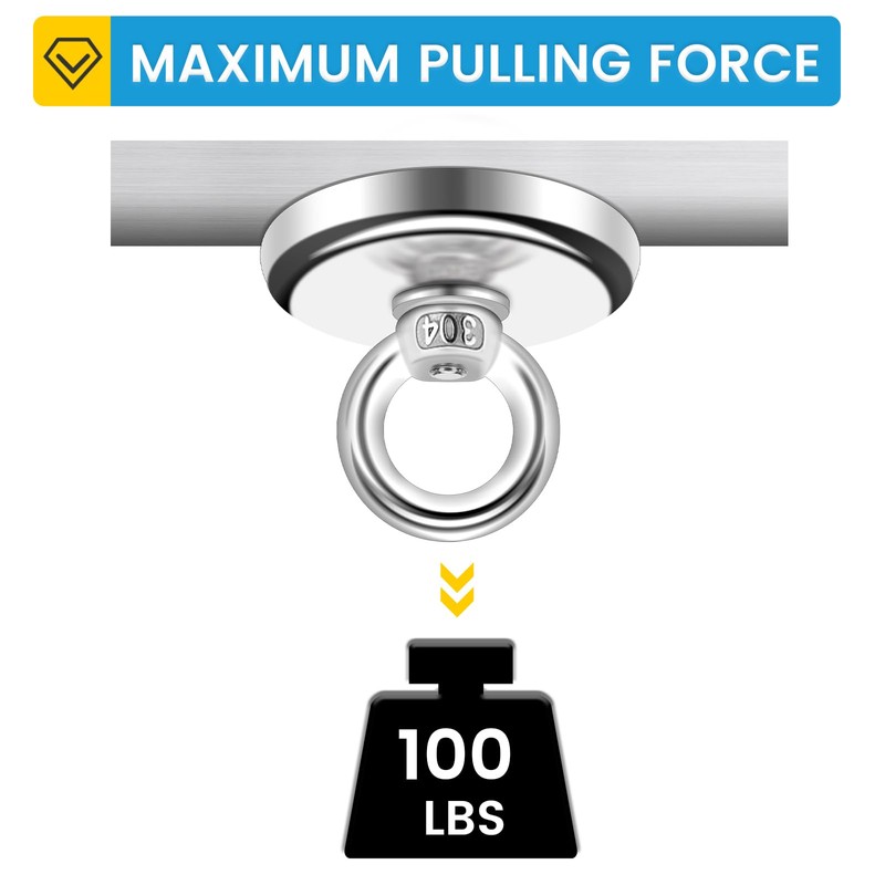 Magnetic Hooks, 100 LB（45KG） Heavy Duty Magnetic Hooks with Countersunk