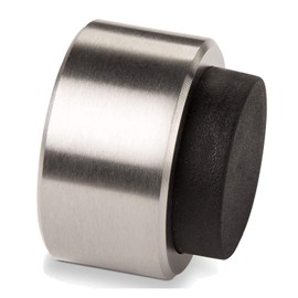 Stoppla Arkon Door Stop, Diameter 32 mm, Height: 20 mm, Designer Wall Door Stopper Made of Stainless Steel with Rubber Door Buffer for the Wall