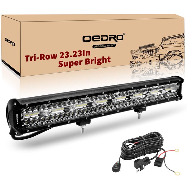 OEDRO LED Light Bar 23 Inch 552W, Tri-Row Spot Flood Combo LED Driving Light 43400LM + Wiring Harness, IP68 Off Road Lamp Fit for Pickup Jeep Truck SUV 4WD 4X4 ATV UTV Truck Tractor (12V 24V)