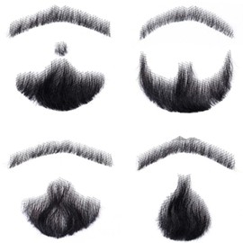 Lenaqueen 100% Human Hair Full Hand Tied Lace Invisible False Beards Hair Fake Face Beard and Mustache for Men Realistic Entertainment Drama Party Movie Makeup (LN-HZ-Black04)