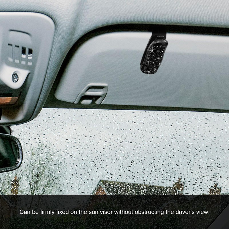 Dickno 2 PCS Bling Sunglasses Holder for Car Sun Visor,