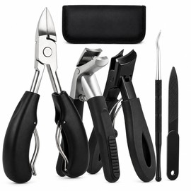 5-Piece Ingrown Toenail Tool Kit for Home Nail Care – Curved Jaw Clippers with Portable Storage Case