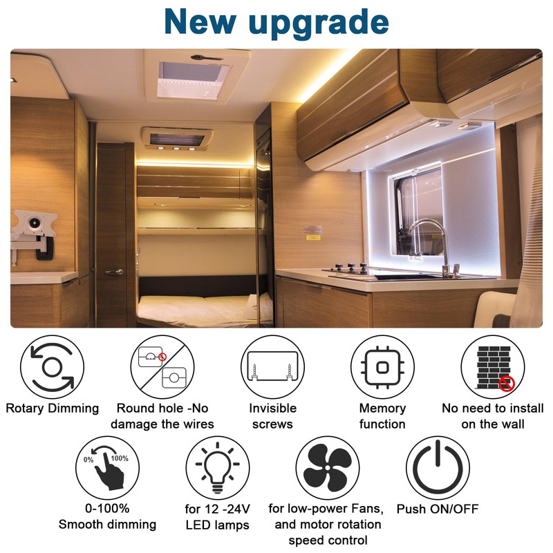 Aroidful Dimmschalter LED Dimmer DC 12-24V Schalter,Dimmer für LED 8A