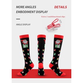 Rfirady Christmas Compression Socks for Women & Men Circulation 15-20 mmHg. 3 Pairs Running Socks with Gradient Compression - Best Support for Nurses, Running, Hiking, Recovery, Cycling, Travel (3 Red, S/M)