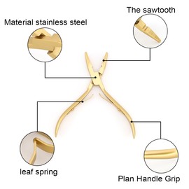 GlamorDove Stainless Steel Hair Extension Pliers Beads Closer Tool Hair Extensions Microlinks Pliers for Micro link Micro Beads Weft Extension Hair Salon Beauty Hair Styling