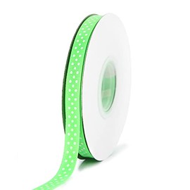 AE Amelia Ella 25m Reel Polka Dot Grosgrain Ribbon - Acid Green - 10mm (3/8") Width - Woven Edge Ribbon for Arts-Crafts, Gift Package, Wrapping, Party Decor, Sewing Applications & Weddings