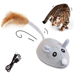 MZINGALL Interactive Cat Toy Mouse, Moving Mouse Automatic Cat Toys Electronic Mice, Rechargeable Squeaky Cat Mouse Toys for Kitten Indoor/Outdoor Exercise（Short Velvet）