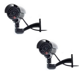 Digicharge Dummy CCTV Camera Outdoor Indoor Fake CCTV Security Imitation Surveillance Cam Flashing LED (2PCS, 2PCS)