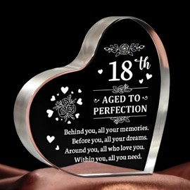18th Birthday Gifts for Girls, 18th Birthday Present Idea for 18 Year Old Girls, 18 Birthday Gifts for Girlfriend Sister Daughter Friends, Happy Eighteenth Birthday Keepsake Heart Shaped Plaque Sign