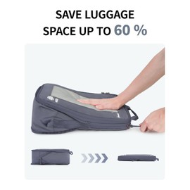 ECOHUB 5 Set Compression Packing Cubes for Suitcases Organiser Bags Travel Accessories with Shoes Bag Tear-resistant Travel Cubes with ID Tag Expandable Packing Bags (Pure Grey)