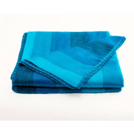 Alpaca Wool Blanket Throw | Large, Stylish & Warm with Stripes | 85 x 65 Inches | Ultra-Soft, Hypoallergenic & Breathable | Non-Itchy, Non-Scratchy Fabric (Sky Blue)