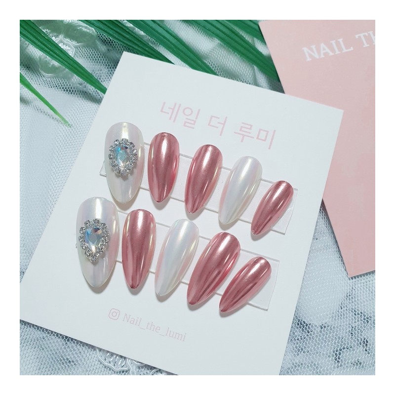 Pink Beam Handmade Nail Tips - Long Stiletto / 핑크빔