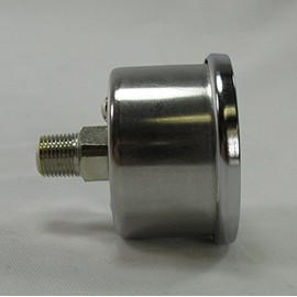 Marshall 60 psi Oil Pressure Gauge w/Adapter Fitting 1970-Later Harley Big Twin, Shovelhead, Evolution - Shock Proof, Liquid Filled - Machine Turned Style Gauge Face - Bobber Chopper